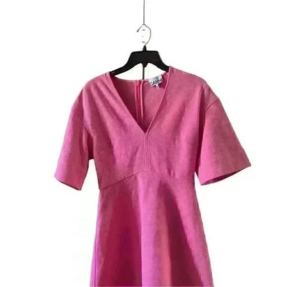 New Ganni Stretch Suiting A-Line Minidress in Shocking Pink Sixe 36/4 - Picture 9 of 13